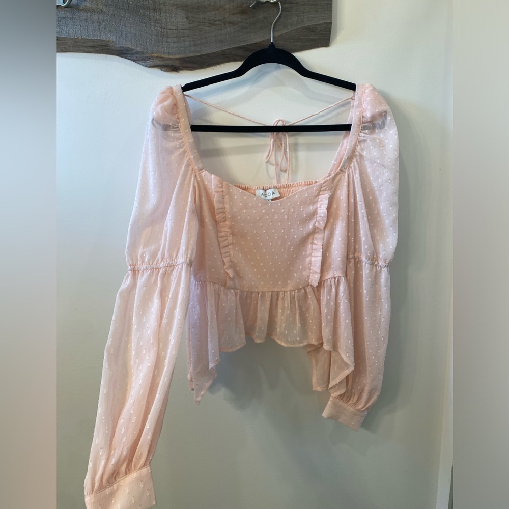 ACOA Pink Peplum Long Sleeve